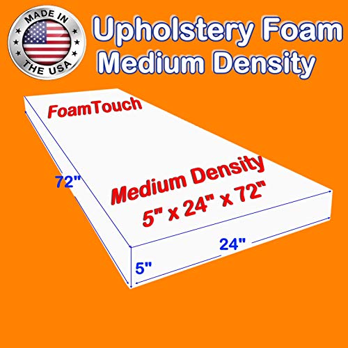 5-X-24-X-72-Upholstery-Foam-Cushion-Medium-Density-Standard-Seat-Replacement-Upholstery-Sheet-Foam-Padding-b-B0149HHE8A.jpg FoamTouch 5'' X 24'' X 72'' Upholstery Foam Cushion Medium Density Standard (Seat Replacement , Upholstery Sheet , Foam Padding) by Comfort Foam - Image 1