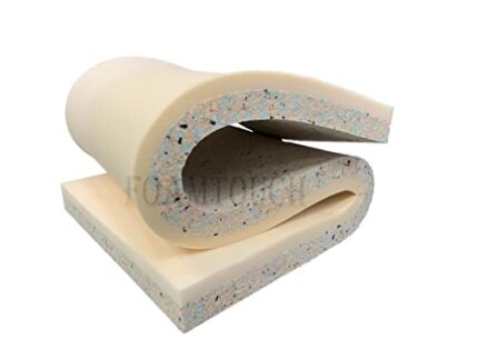 FoamTouch High Density Ultra Firm Recon Foam Base with Memory Foam Bonded Layer Upholstery Foam Sheet for Mattress Padding Window Seat Bench Pads Floor Bed Replacement