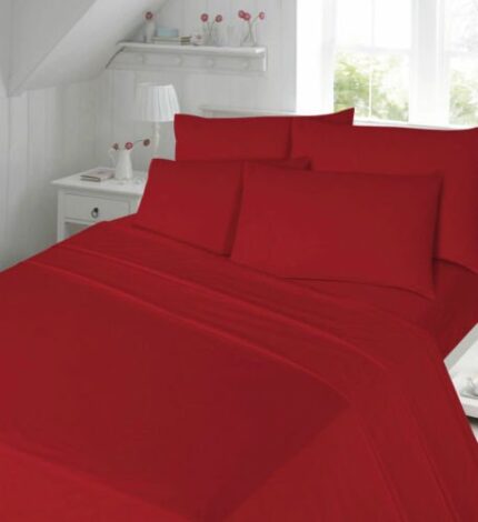 FoamTouch Flannelette Fitted Sheets 100 % Cotton Brushed Thermal Single, Double, King, Super King Or Pillow Cases * Textile.Plus* (Double, Red)
