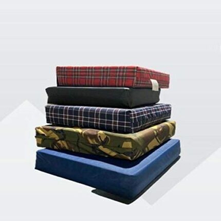 FoamTouch Memory Foam Comfort Cushion Cut To Size For Wheelchair For Dog Beds Floor Cushions Mattresses Without Pain Regardless Of Body Weight (16" X 16" X 3", NAVY BLUE CHECK)