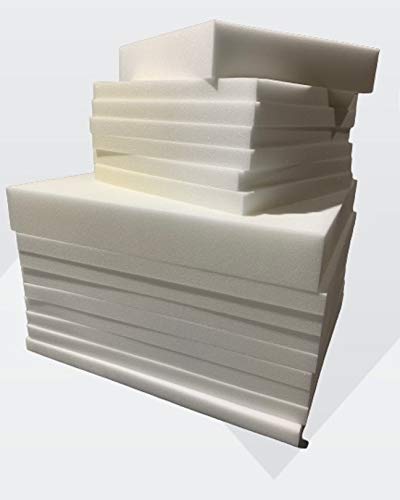 Upholstery Foam Cut to Any Size Polyurethane Foam Cushions Seat Pads High Density Foam Sofa Chair Bench Seat Headboard Campervan Cushion Replacement (22" x 27" x 5", White)